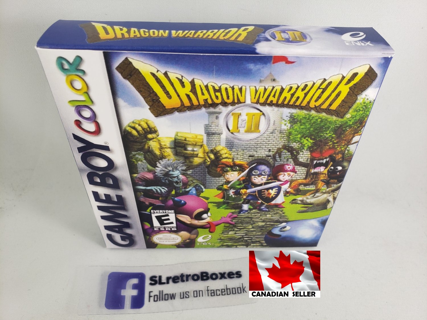 DRAGON WARRIOR 1 & 2 - Nintendo Game Boy Custom replica Box optional w/ Insert Tray & PVC Protect