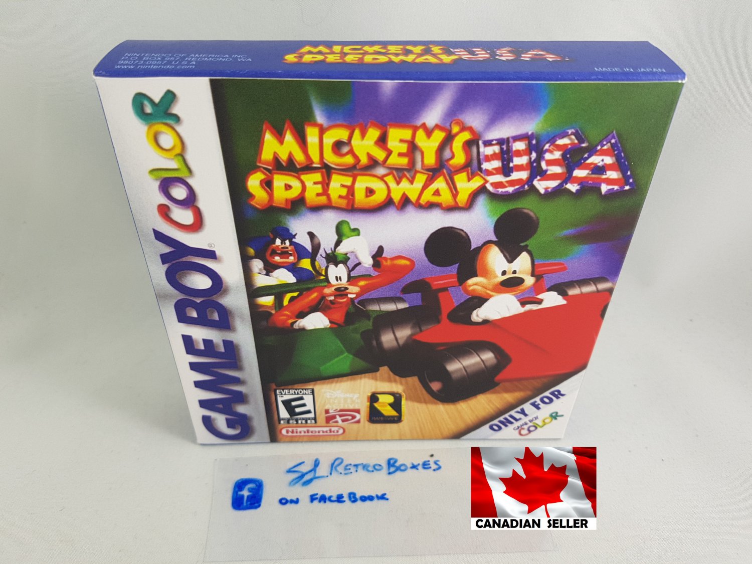 MICKEY'S SPEEDWAY USA GBC - Nintendo Game Boy Color Custom Box optional w/ Insert Tray & PVC Protect