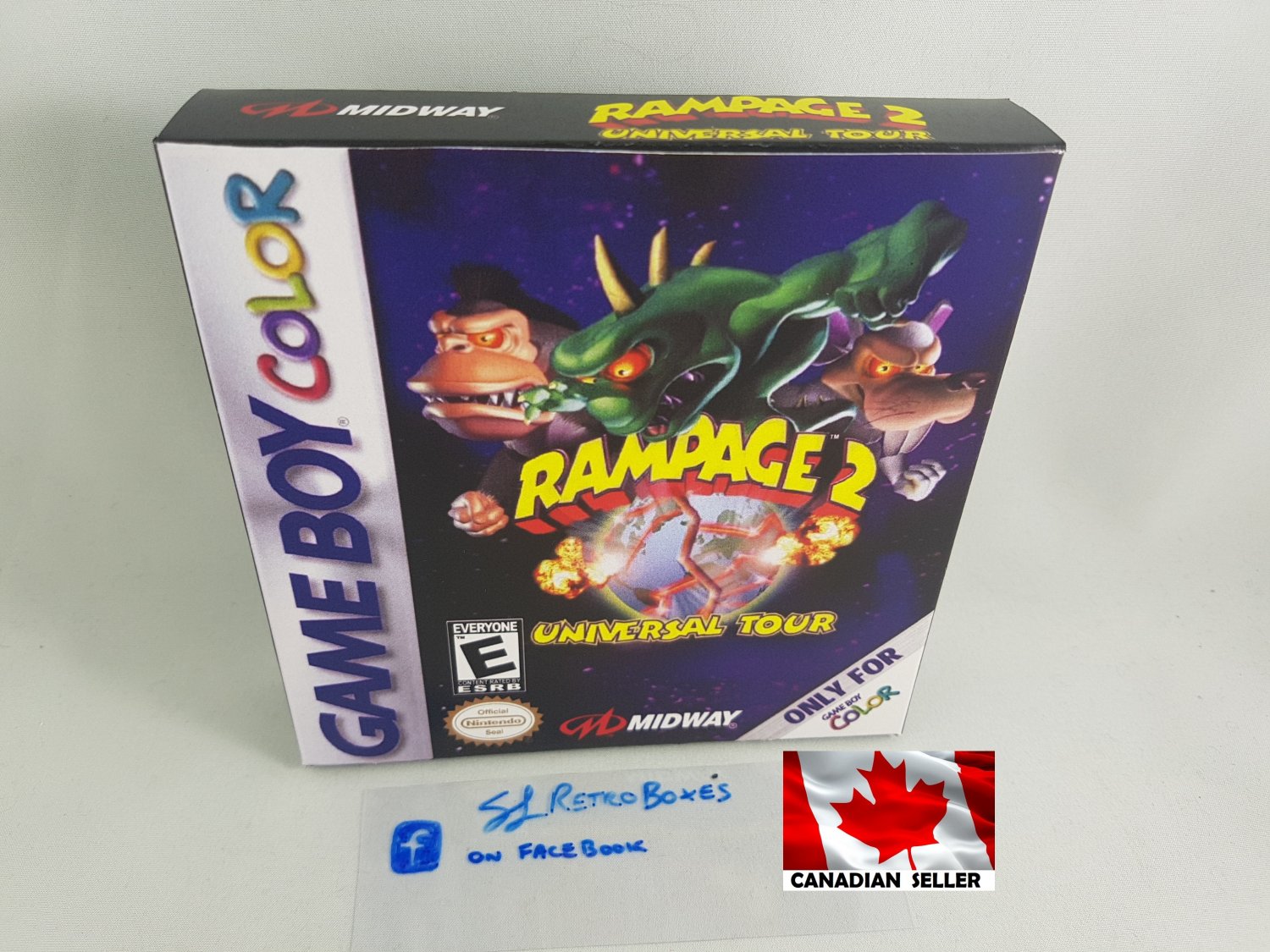 RAMPAGE 2 UNIVERSAL TOUR GBC - Nintendo Game Boy Color Custom Box optional w/ Insert Tray & PVC