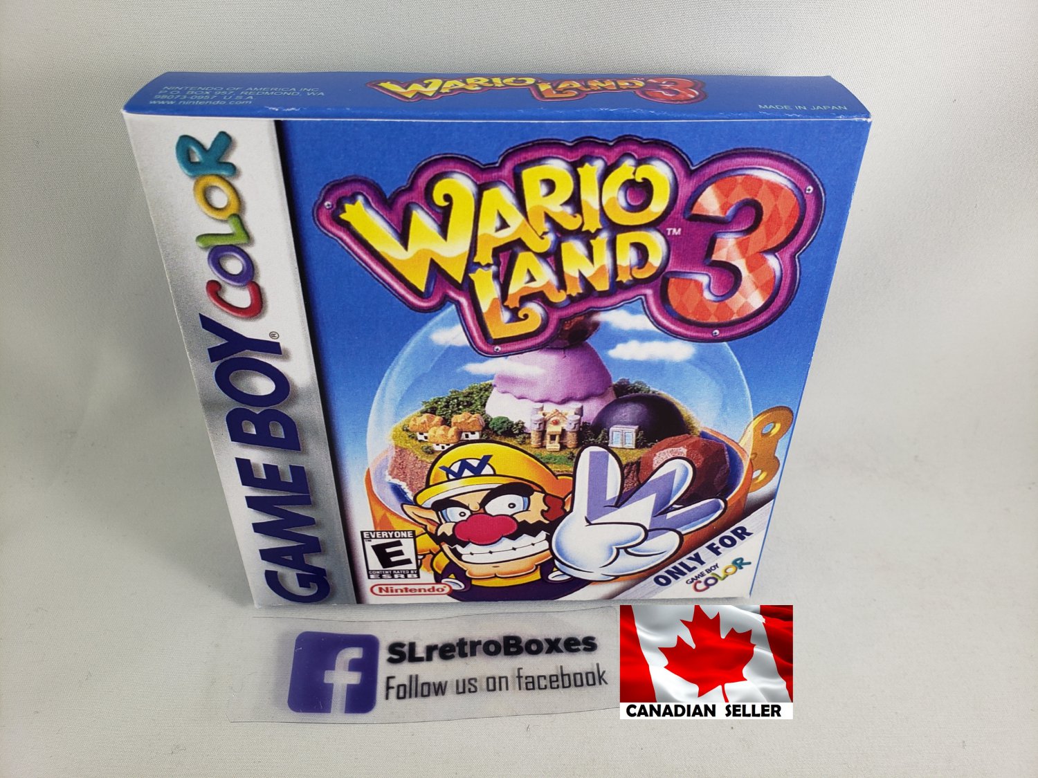 WARIO LAND 3 GBC - Nintendo Game Boy Color Custom Box optional w/ Insert Tray & PVC Protect