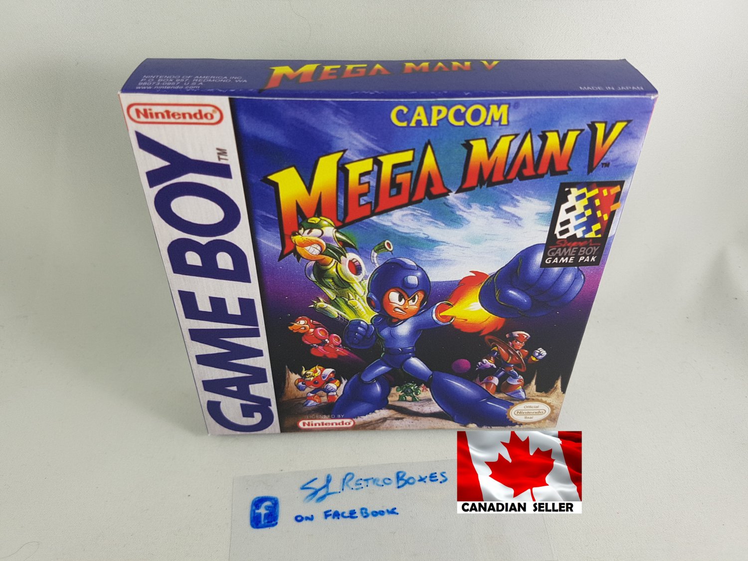 MEGA MAN 5 (V) - Nintendo Game Boy Custom replacement Box optional w/ Insert Tray & PVC Protector