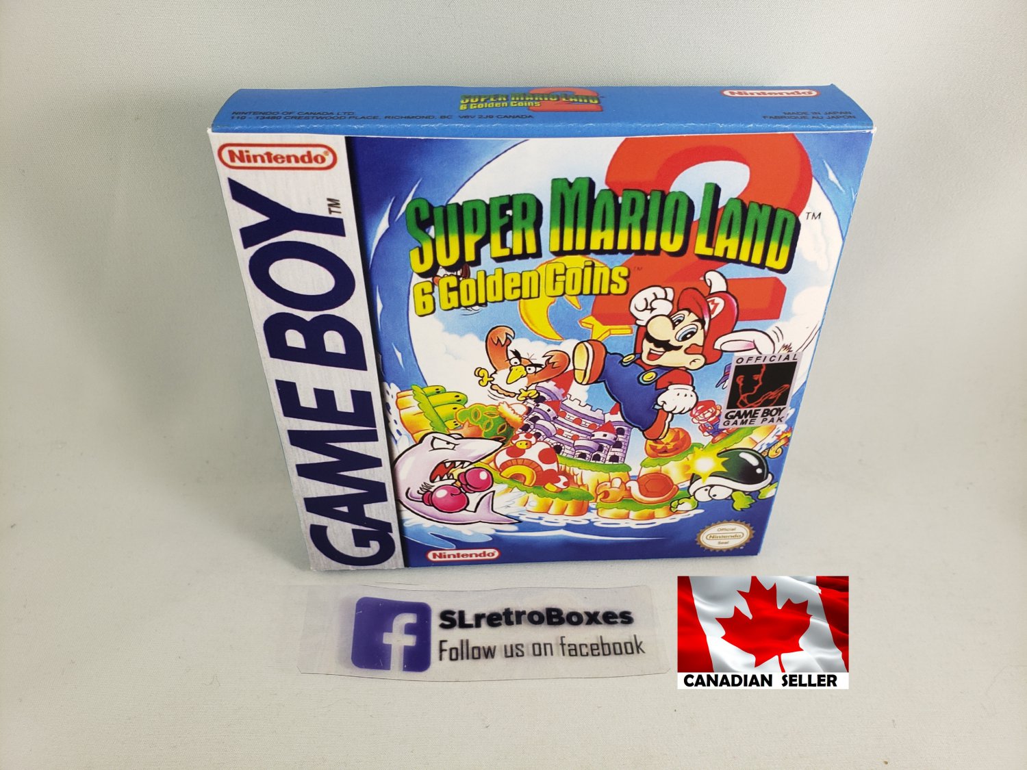 SUPER MARIO LAND 2 - SIX GOLDEN COINS - Nintendo Game Boy Custom Box w/ Insert Tray & PVC