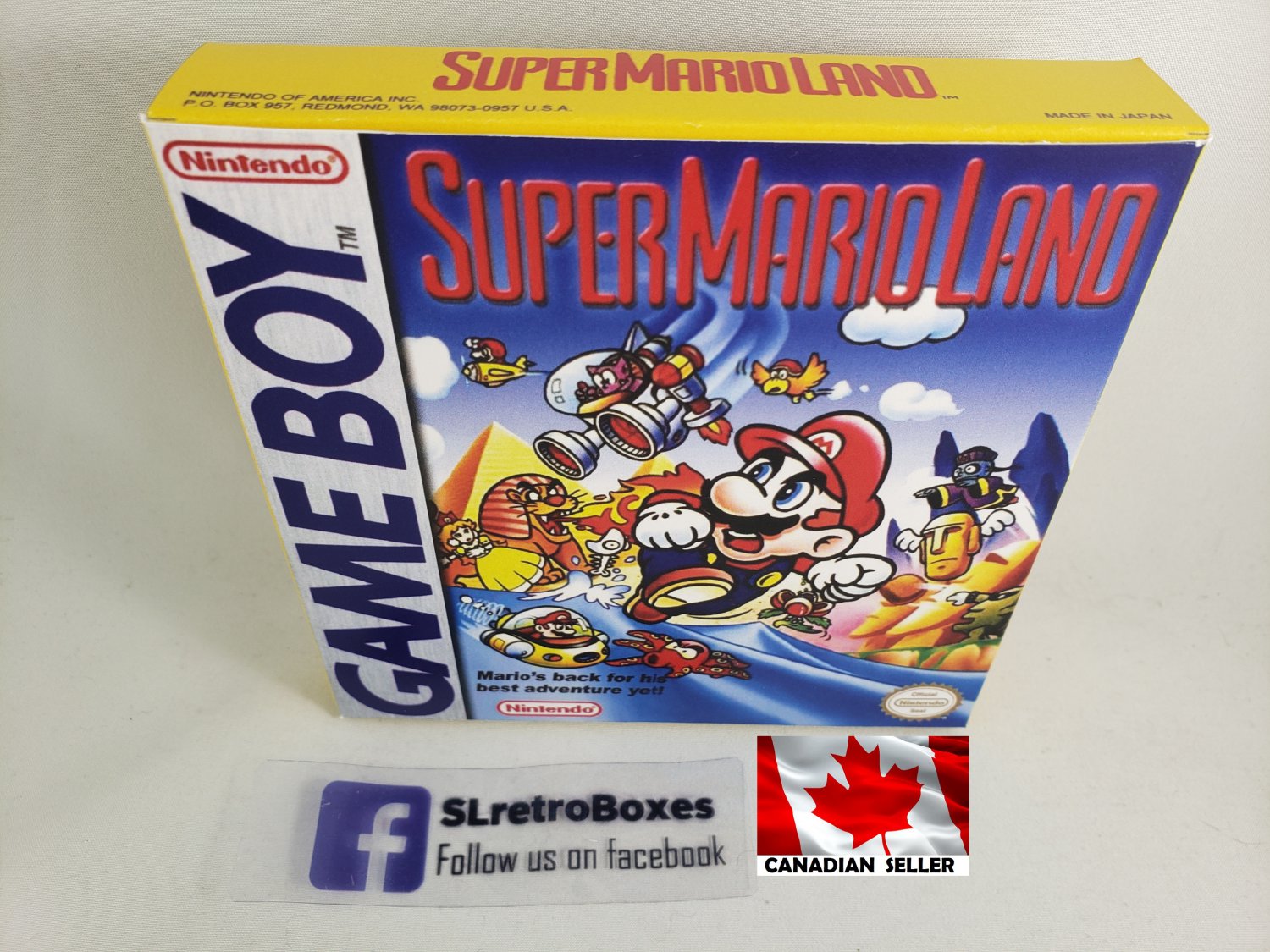SUPER MARIO LAND - Nintendo Game Boy Custom replacement Box optional w/ Insert Tray & PVC Protector
