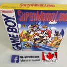SUPER MARIO LAND - Nintendo Game Boy Custom replacement Box optional w/ Insert Tray & PVC Protector