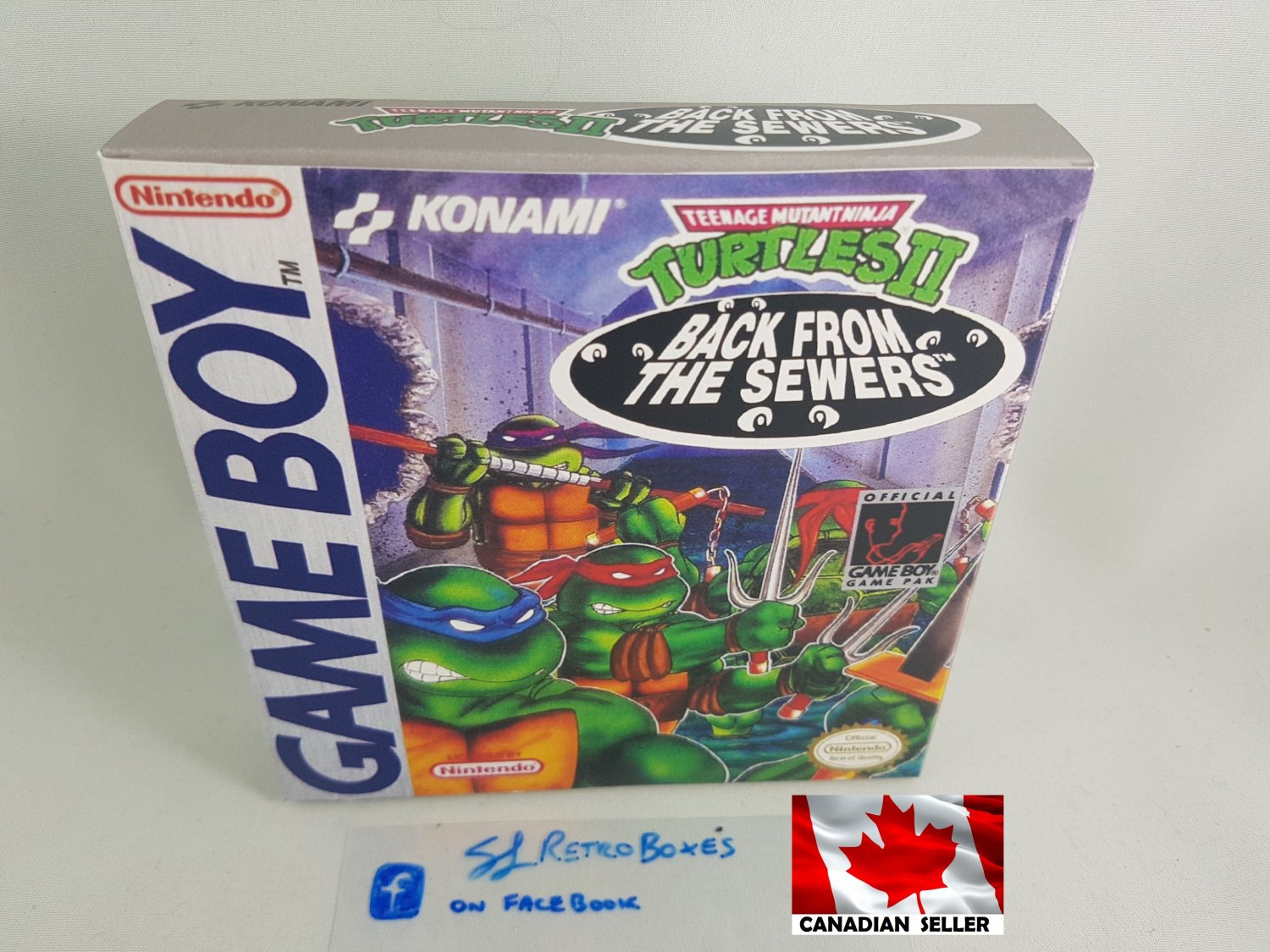 TMNT 2 BACK FROM THE SEWERS - Nintendo Game Boy Custom Box optional w/ Insert Tray & PVC Protector