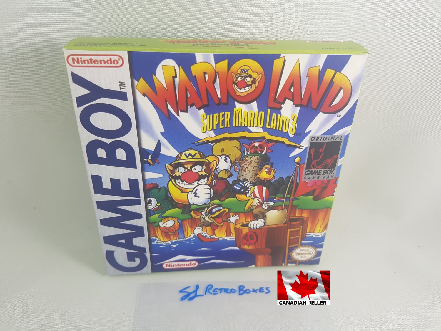 WARIO LAND - Nintendo Game Boy Custom replacement Box optional w/ Insert Tray & PVC Protector