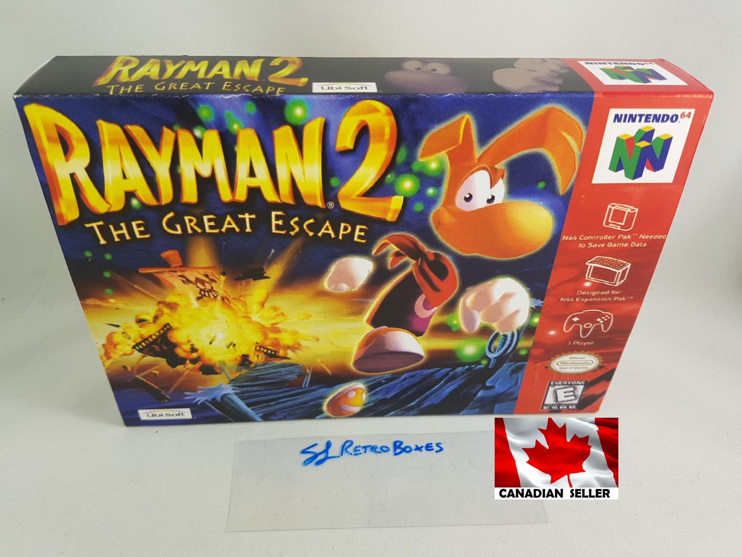 RAYMAN 2 - N64, Nintendo64 Custom replacement Box optional w/ Insert Tray & PVC Protector