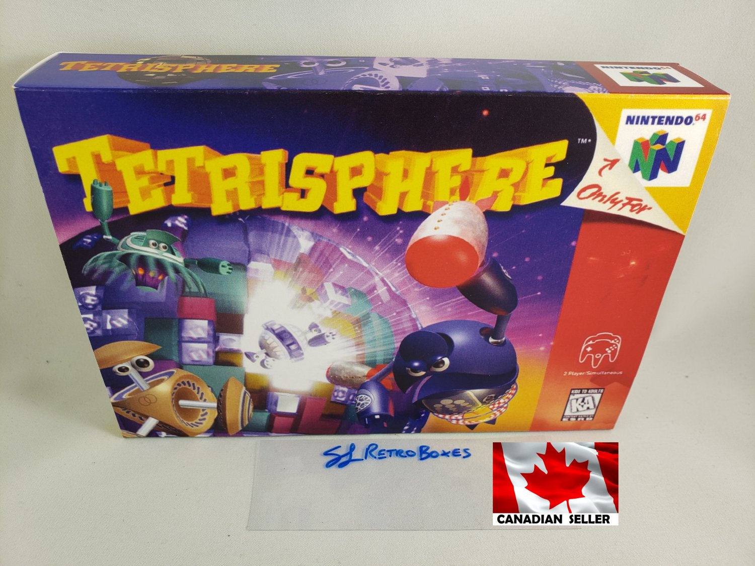 TETRISPHERE - N64, Nintendo64 Custom replacement Box optional w/ Insert Tray & PVC Protector