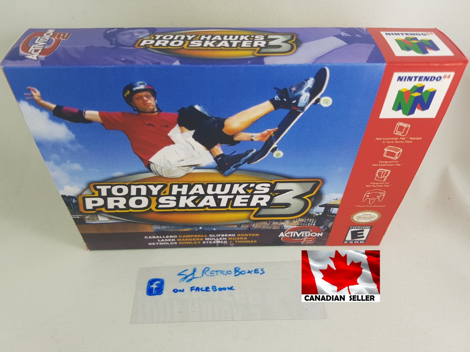 TONY HAWK'S PRO SKATER 3 - N64, Nintendo64 Custom replica Box optional w/ Insert Tray & PVC Protect
