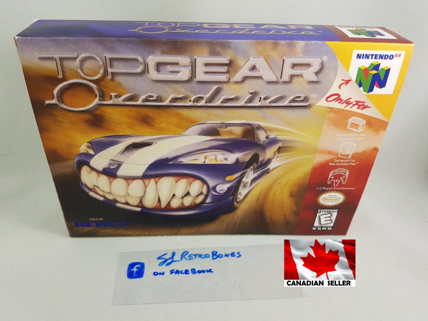 TOP GEAR OVERDRIVE - N64, Nintendo64 Custom replacement Box optional w/ Insert Tray & PVC Protector