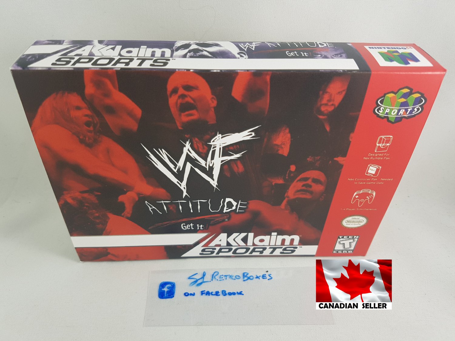 WWF ATTITUDE - N64, Nintendo64 Custom replacement Box optional w/ Insert Tray & PVC Protector