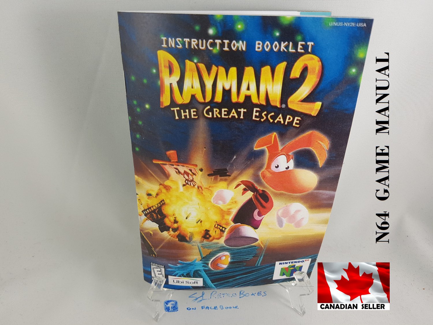 MANUAL N64 - RAYMAN 2 GREAT ESCAPE - Nintendo64 Replacement Instruction Manual Booklet