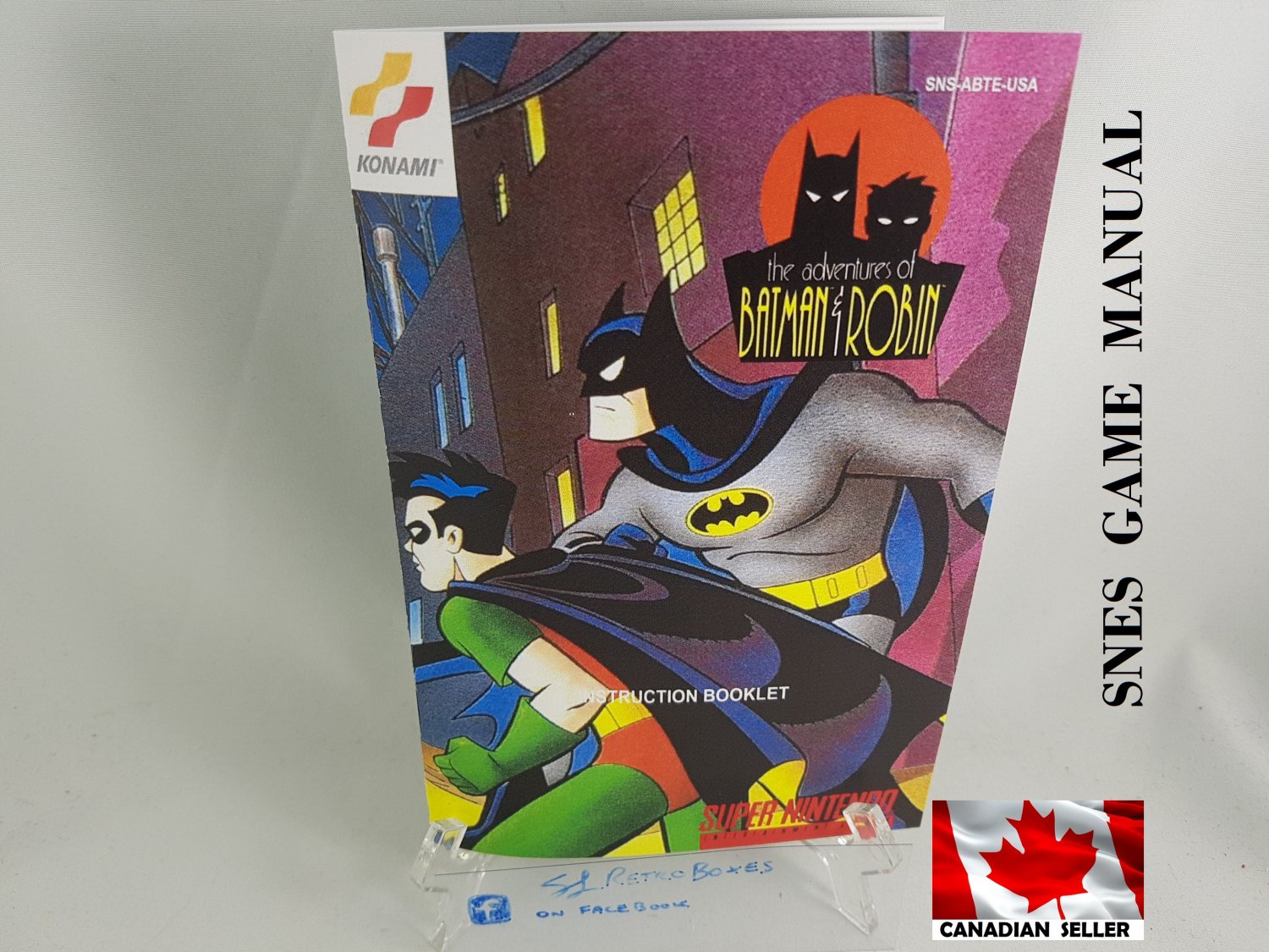 MANUAL SNES - ADVENTURES OF BATMAN & ROBIN - Super Nintendo Replacement Instruction Manual Booklet