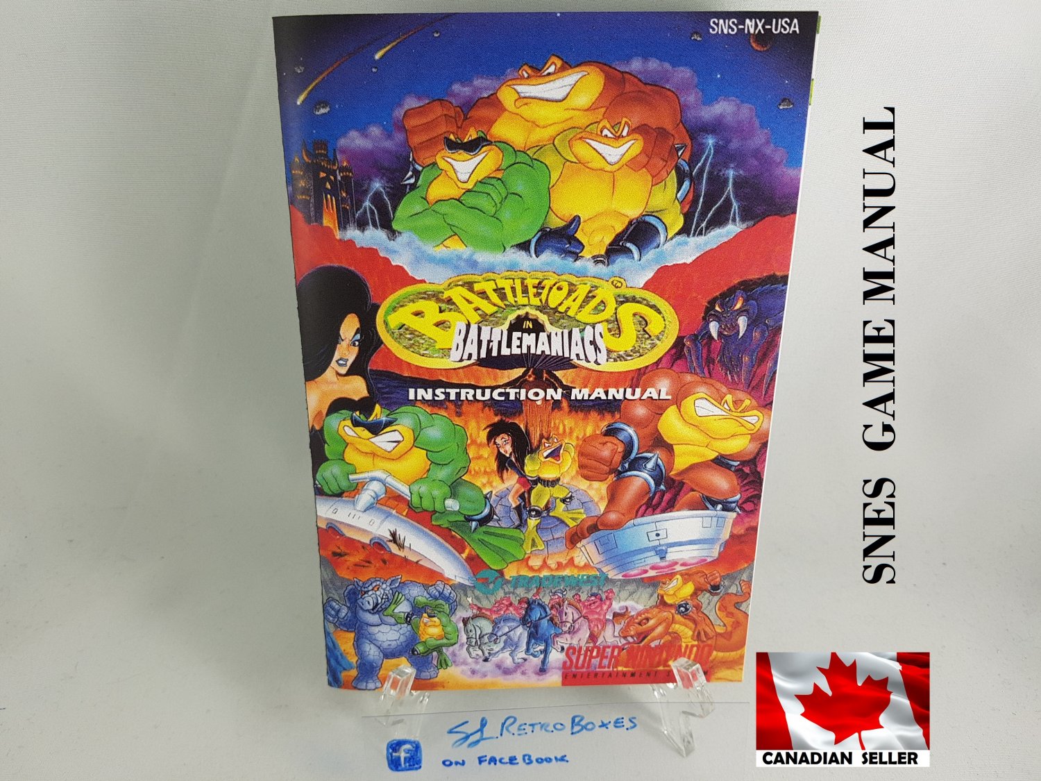 MANUAL SNES - BATTLETOADS IN BATTLEMANIACS - Super Nintendo Replacement Instruction Manual Booklet