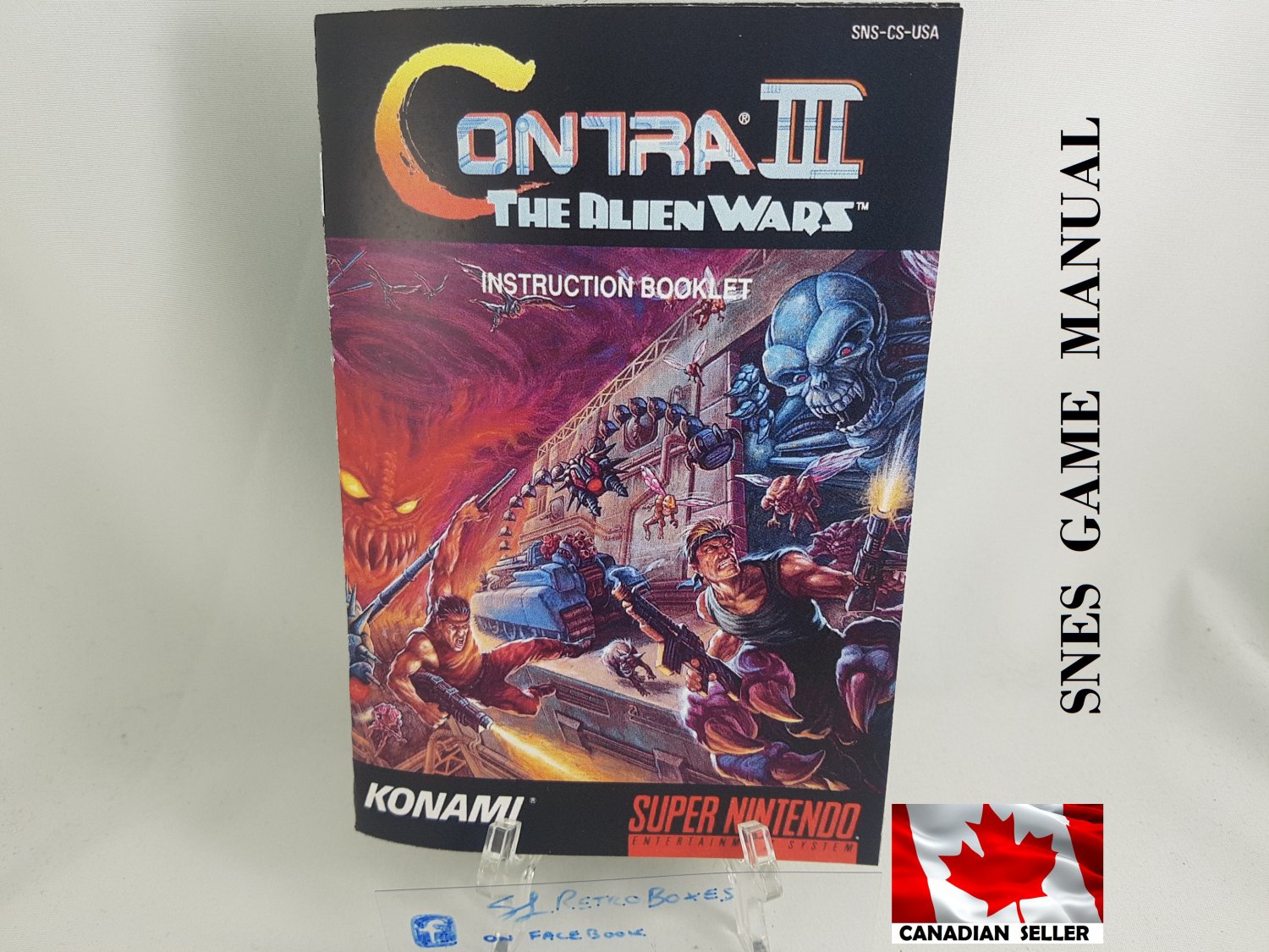 MANUAL SNES - CONTRA 3 THE ALIEN WARS - Super Nintendo Replacement Instruction Manual Booklet