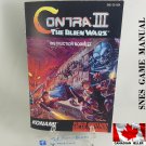 MANUAL SNES - CONTRA 3 THE ALIEN WARS - Super Nintendo Replacement Instruction Manual Booklet