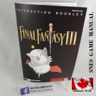 MANUAL SNES - FINAL FANTASY III (3) - Super Nintendo Replacement Instruction Manual Booklet