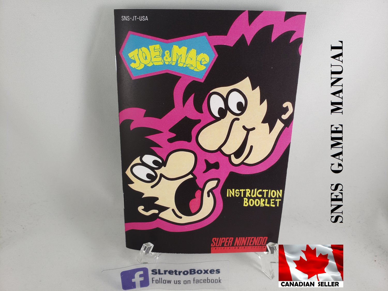 MANUAL SNES - JOE & MAC - Super Nintendo Replacement Instruction Manual Booklet