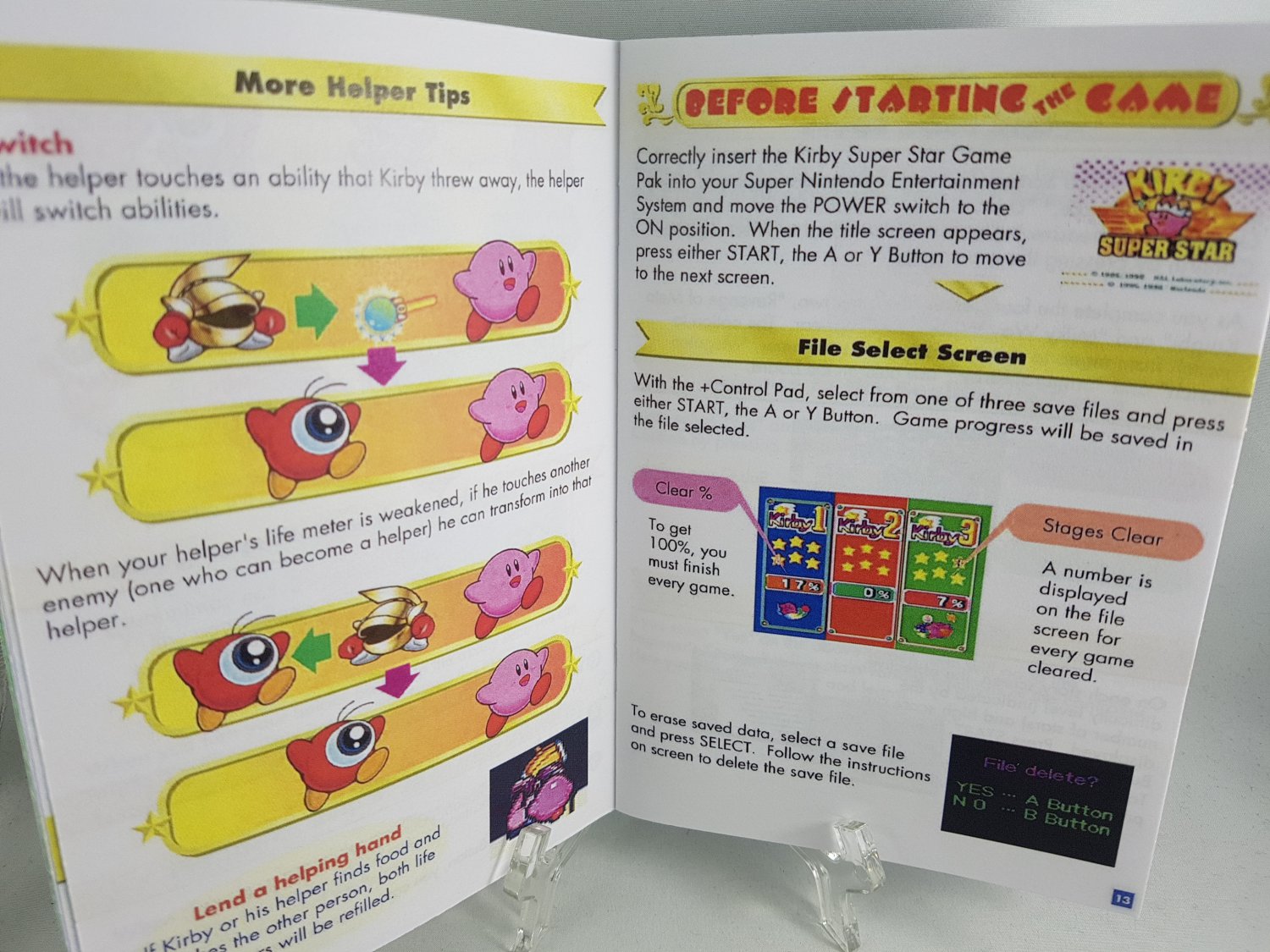MANUAL SNES KIRBY SUPER STAR Super Nintendo Replacement Instruction