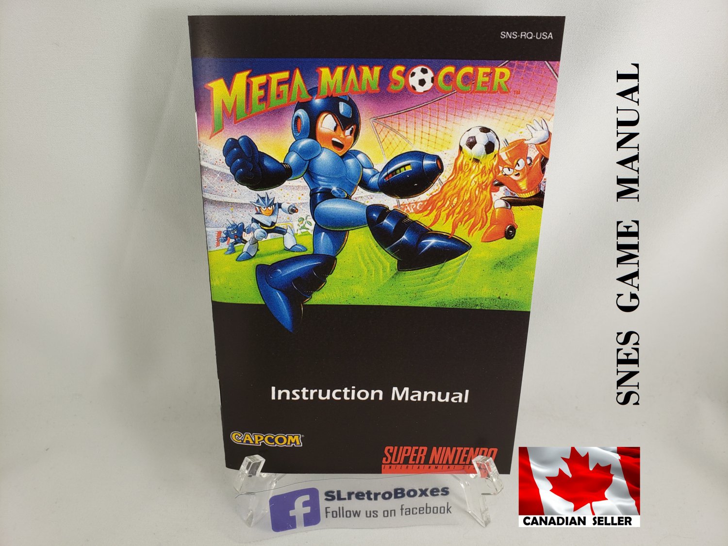 MANUAL SNES - MEGA MAN SOCCER - Super Nintendo Replacement Instruction Manual Booklet
