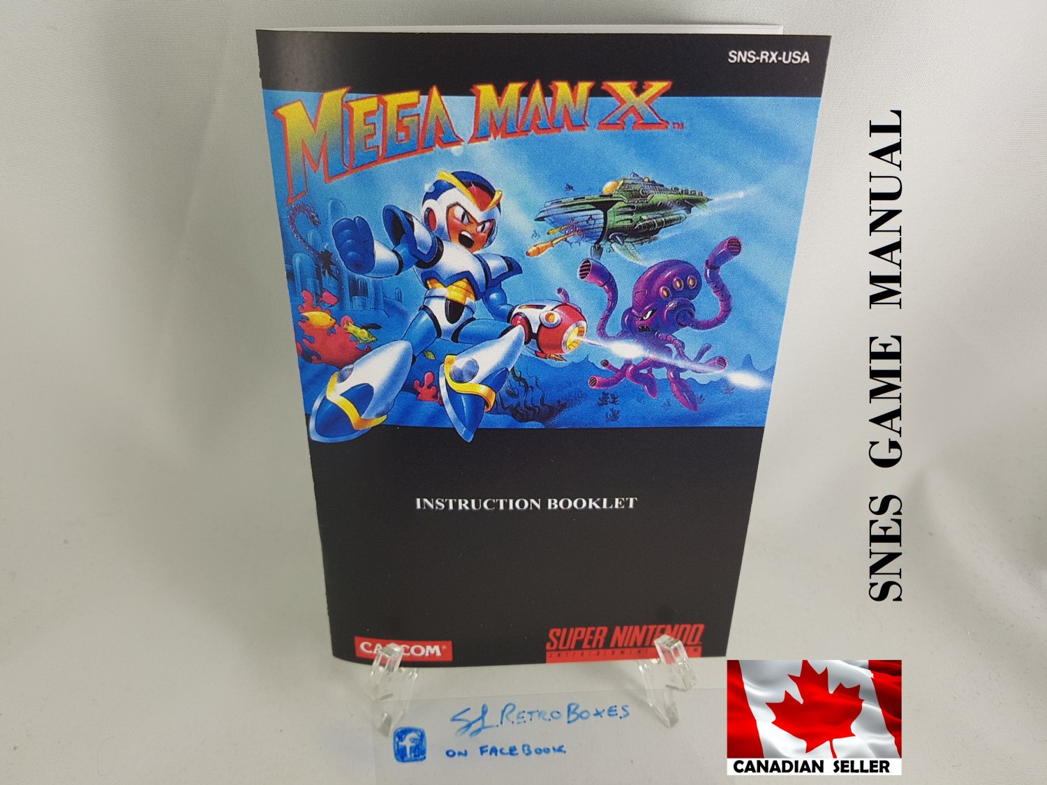 MANUAL SNES - MEGA MAN X - Super Nintendo Replacement Instruction Manual Booklet