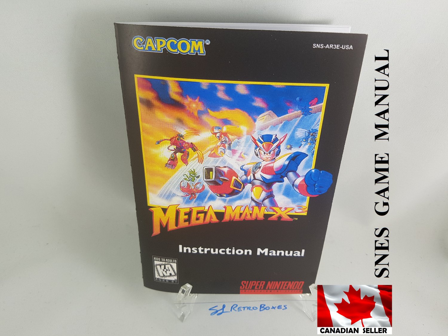 MANUAL SNES - MEGA MAN X3 - Super Nintendo Replacement Instruction Manual Booklet