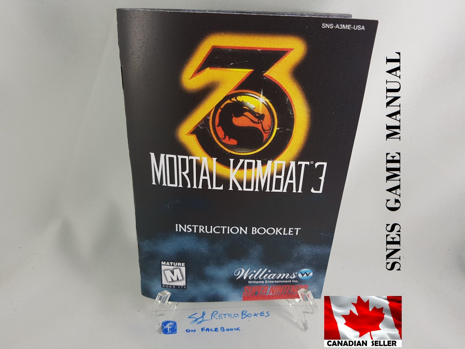 MANUAL SNES - MORTAL KOMBAT 3 - Super Nintendo Replacement Instruction Manual Booklet
