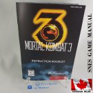 MANUAL SNES - MORTAL KOMBAT 3 - Super Nintendo Replacement Instruction Manual Booklet