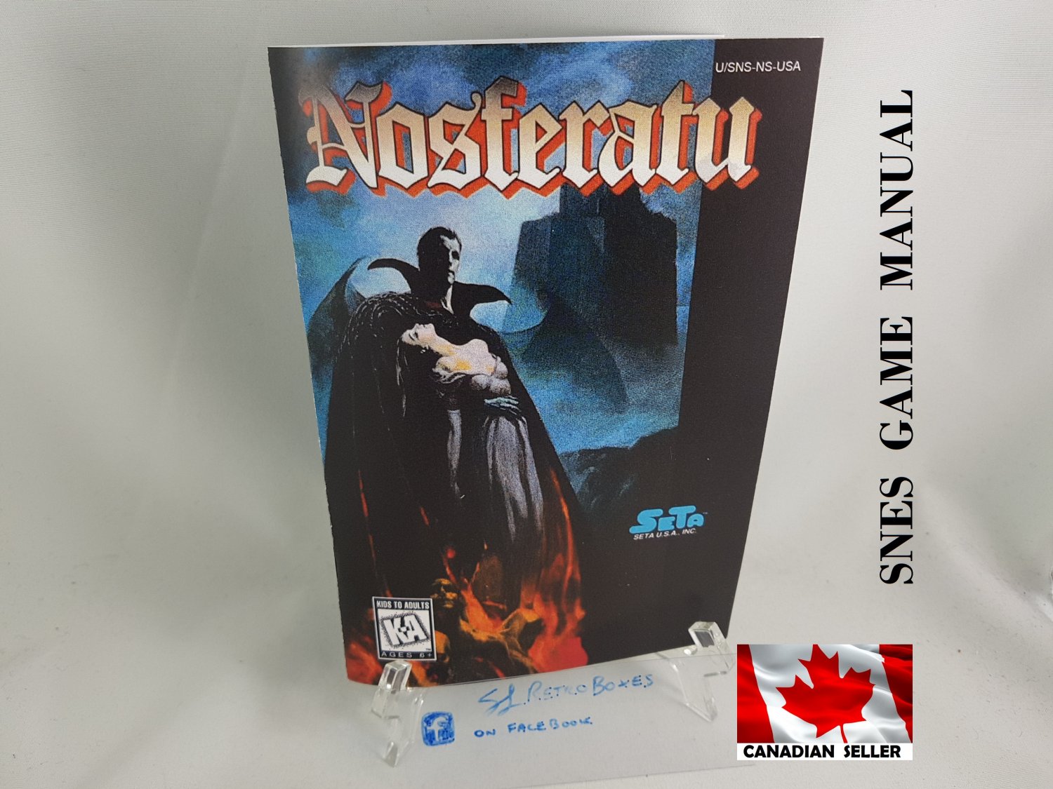 MANUAL SNES - NOSFERATU - Super Nintendo Replacement Instruction Manual Booklet