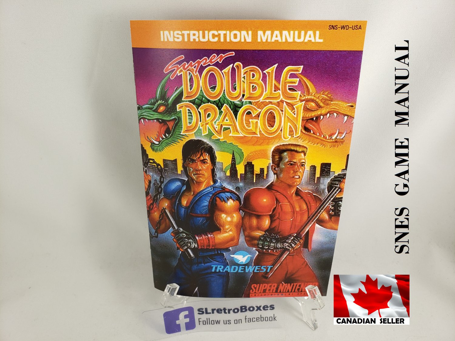 MANUAL SNES - SUPER DOUBLE DRAGON - Super Nintendo Replacement Instruction Manual Booklet