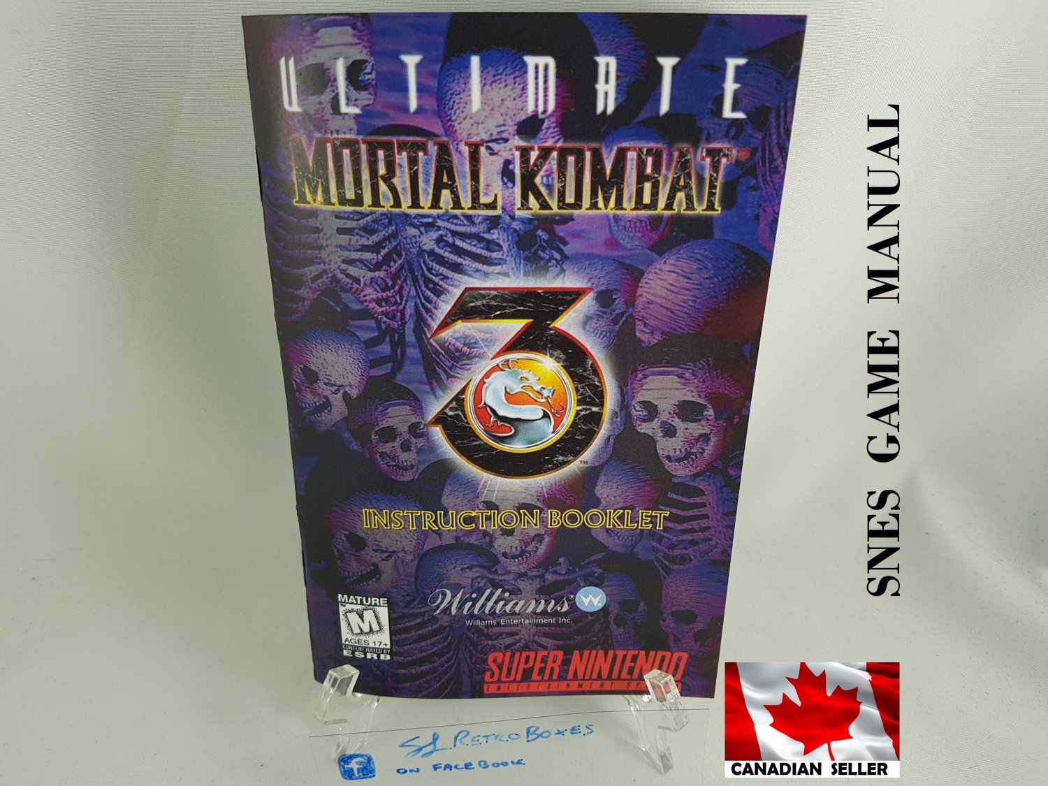 MANUAL SNES - ULTIMATE MORTAL KOMBAT 3 - Super Nintendo Replacement Instruction Manual Booklet