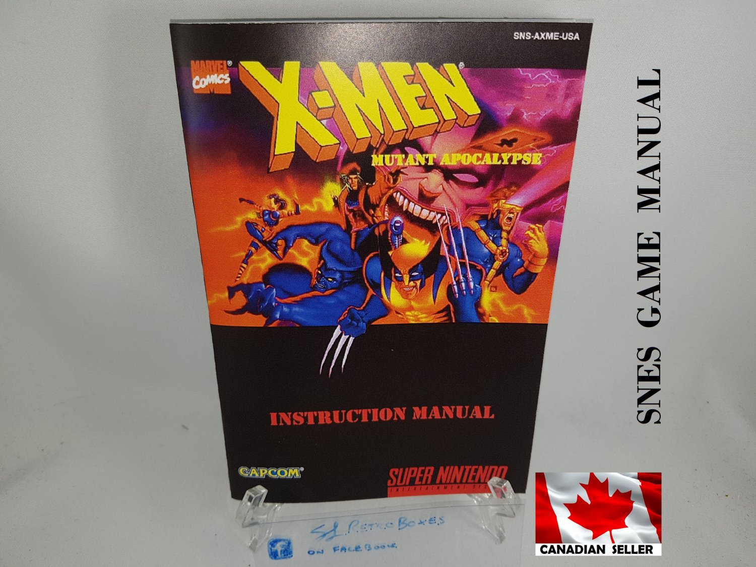 MANUAL SNES - X-MEN MUTANT APOCALYPSE - Super Nintendo Replacement Instruction Manual Booklet