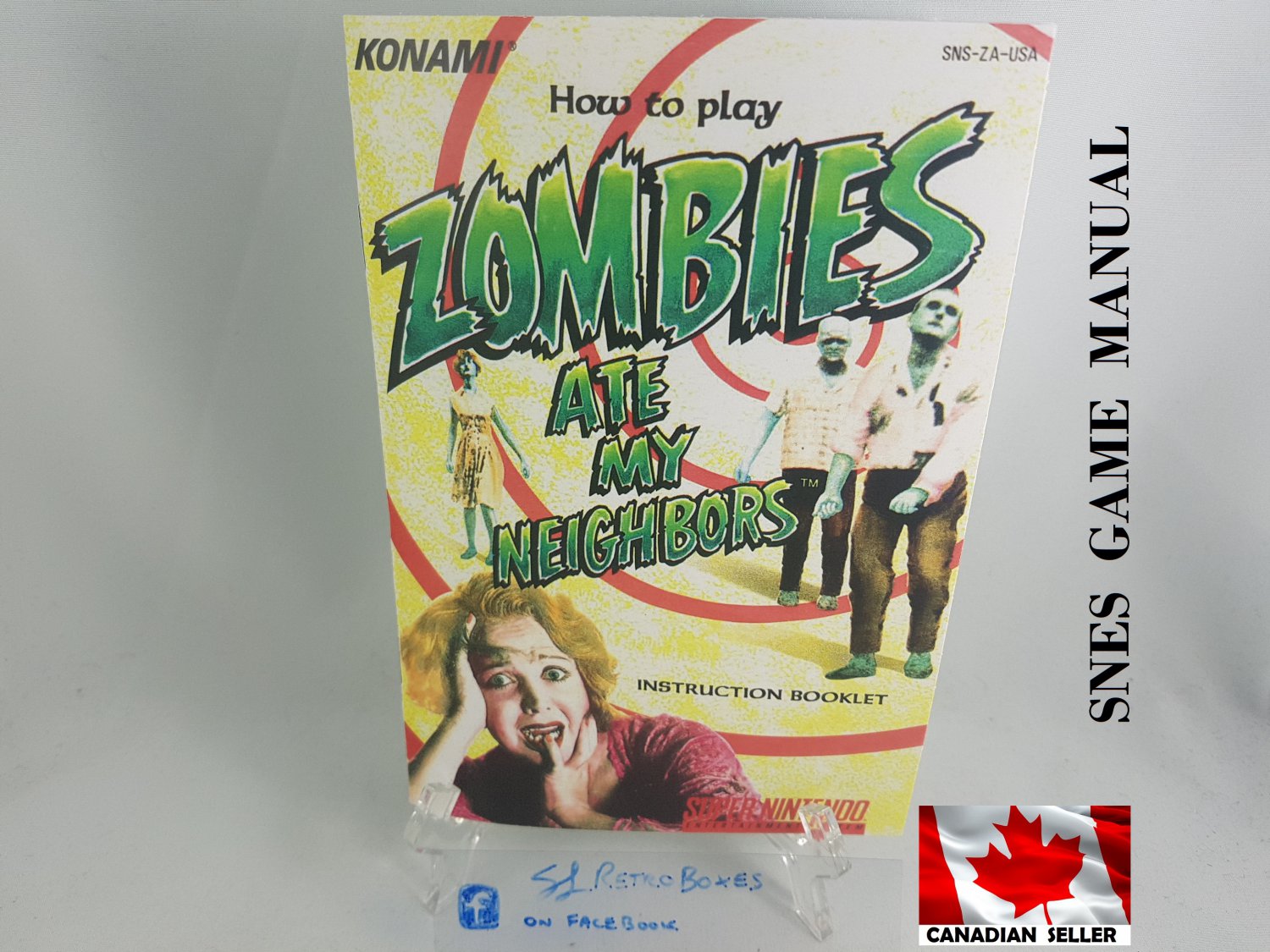 MANUAL SNES - ZOMBIES ATE MY NEIGHBOURS - Super Nintendo Replacement Instruction Manual Booklet