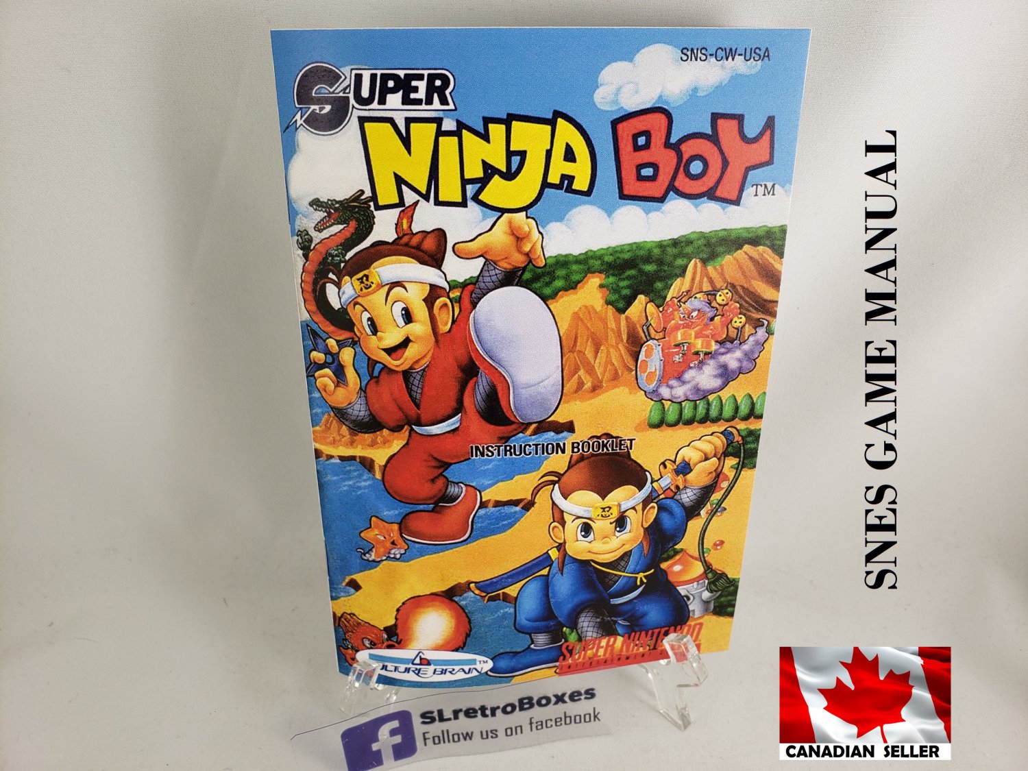 MANUAL SNES - SUPER NINJA BOY - Super Nintendo Replacement Instruction Manual Booklet