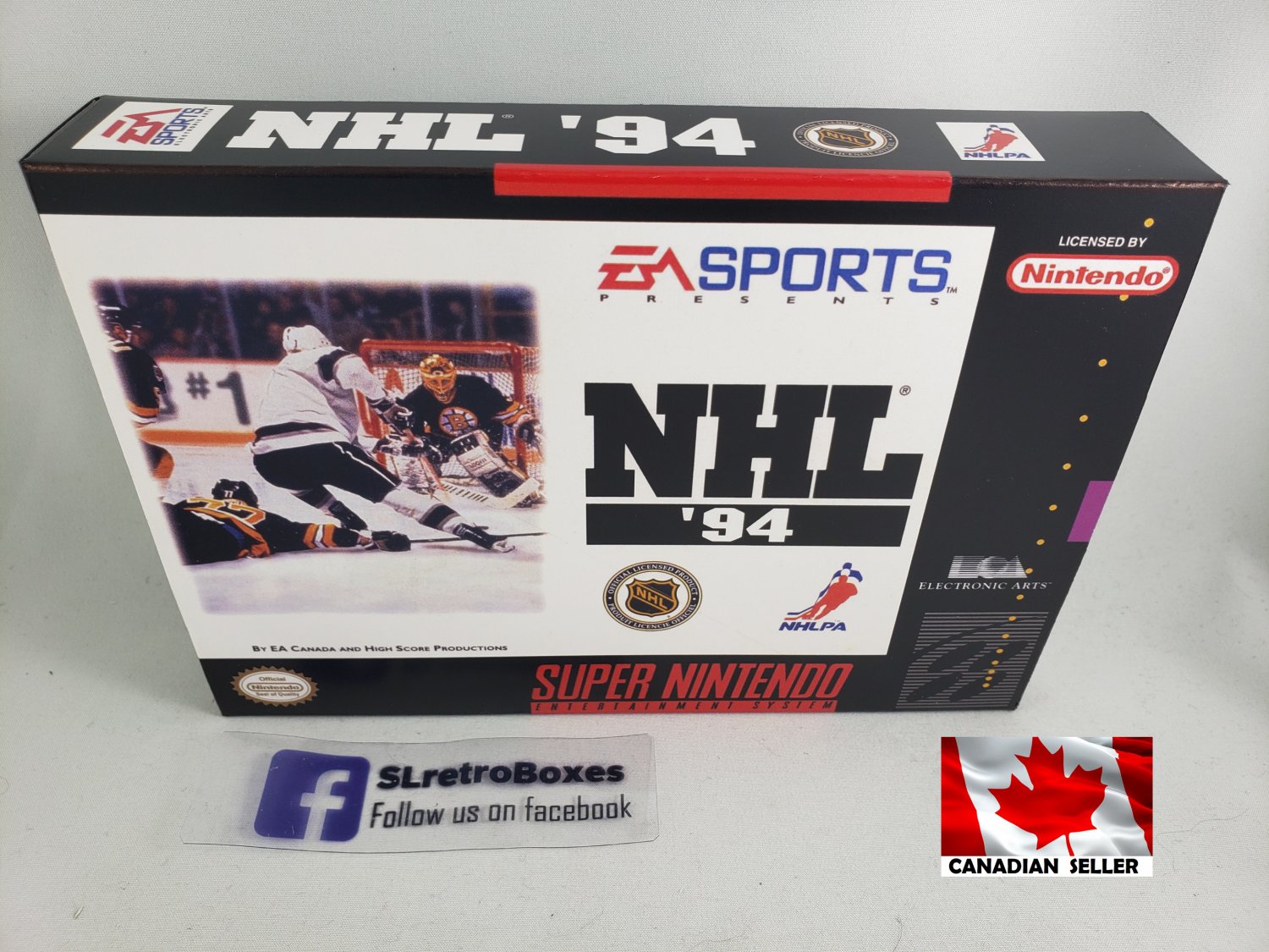 NHL 94 HOCKEY - SNES, Super Nintendo Custom replacement Box optional w/ Insert Tray & PVC Protector