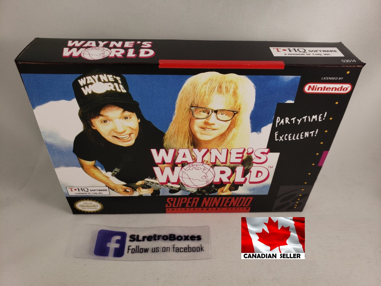 WAYNE'S WORLD - SNES, Super Nintendo replacement Custom Box optional w/ Insert Tray & PVC Protector