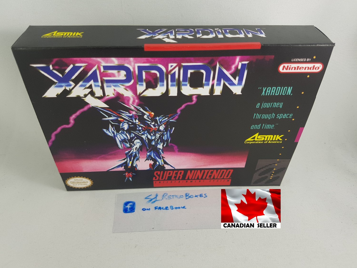 XARDION - SNES, Super Nintendo Custom replacement Box optional w/ Insert Tray & PVC Protector
