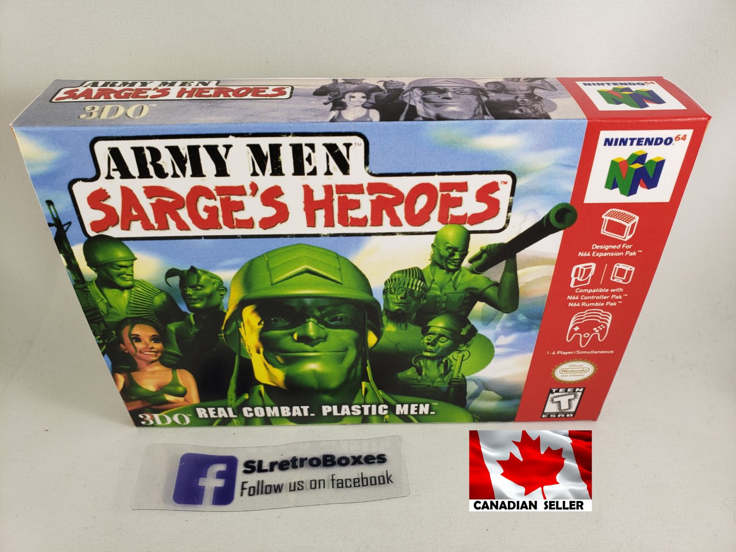ARMY MEN SARGE'S HEROES - N64, Nintendo64 Custom Box with optional Insert Tray & PVC Protector