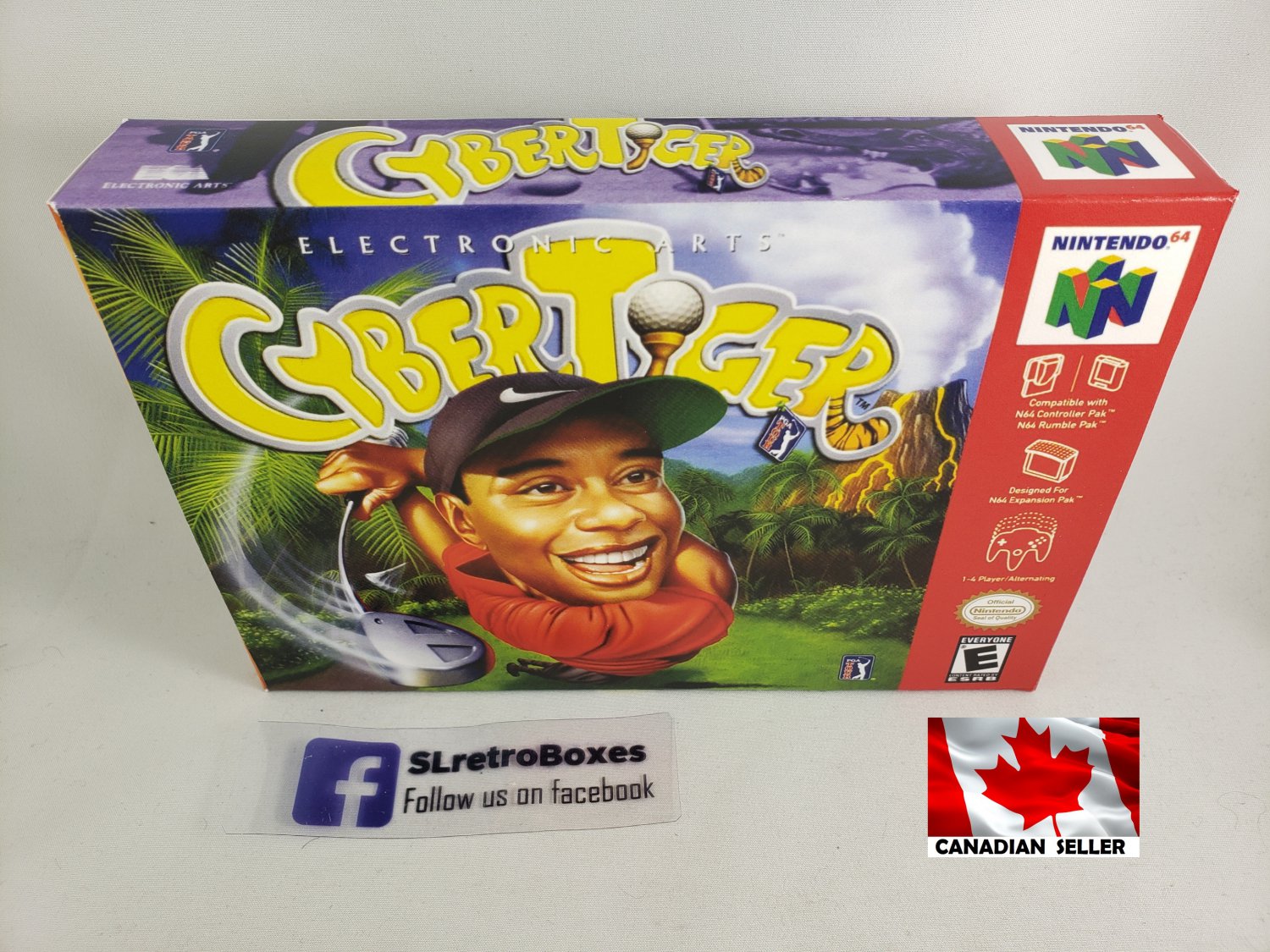 CYBER TIGER GOLF - N64, Nintendo64 Custom replacement Box optional w/ Insert Tray & PVC Protector