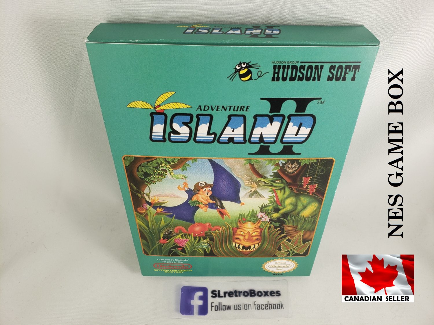 ADVENTURE ISLAND 2 - NES, Nintendo Custom BOX optional w/ Dust Cover & PVC Protector
