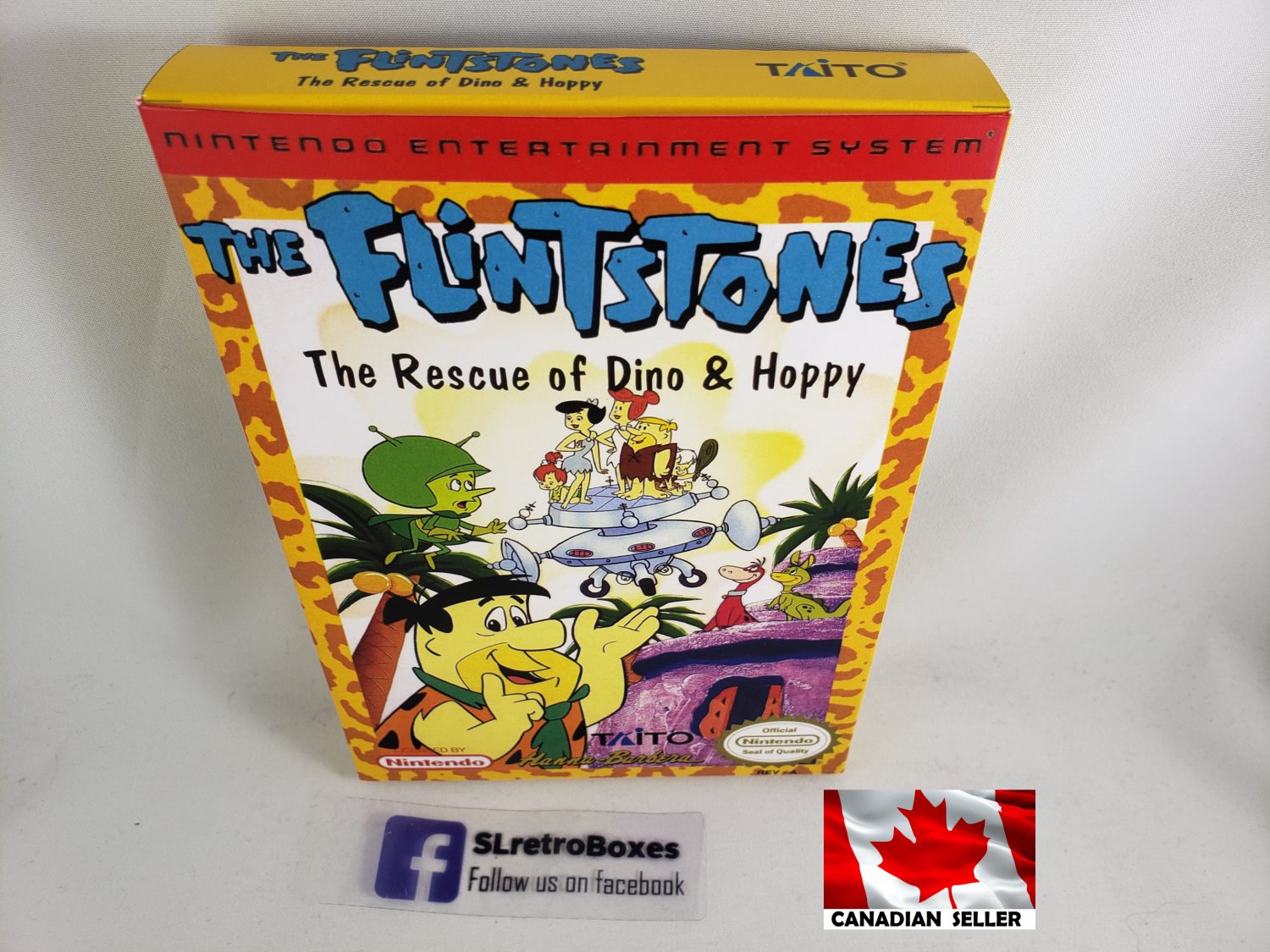 FLINTSTONES RESCUE OF DINO & HOPPY - NES, Nintendo Custom BOX optional w/ Dust Cover & PVC
