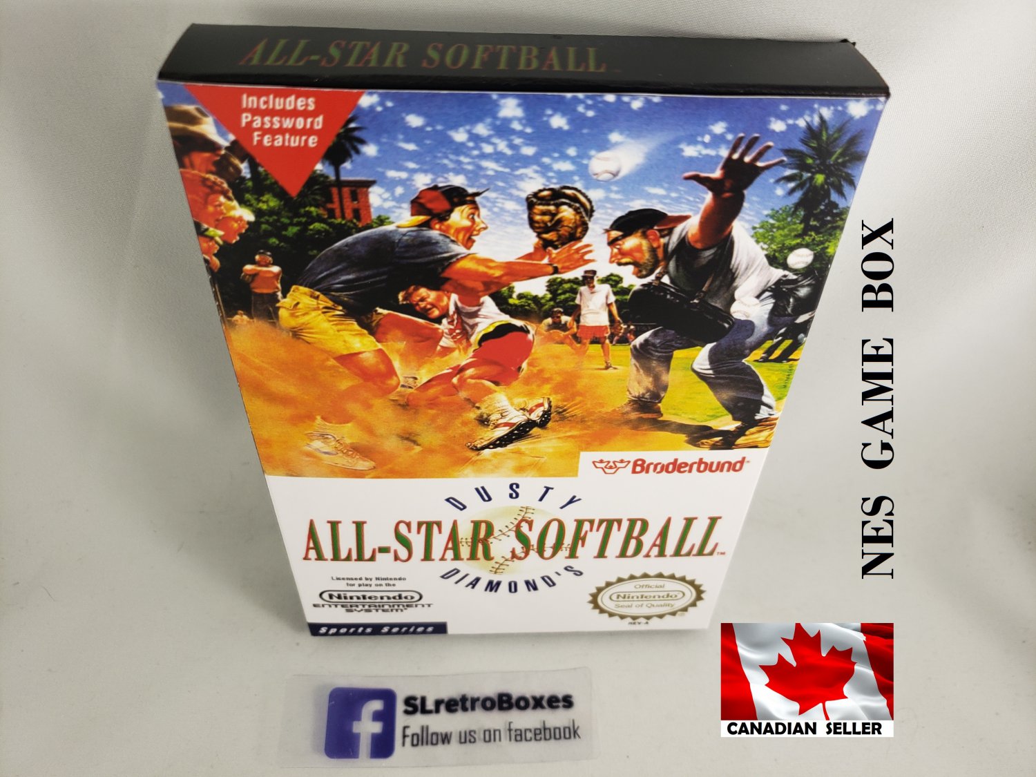 DUSTY DIAMOND ALL-STAR SOFTBALL - NES, Nintendo Custom BOX optional w/ Dust Cover & PVC Protector