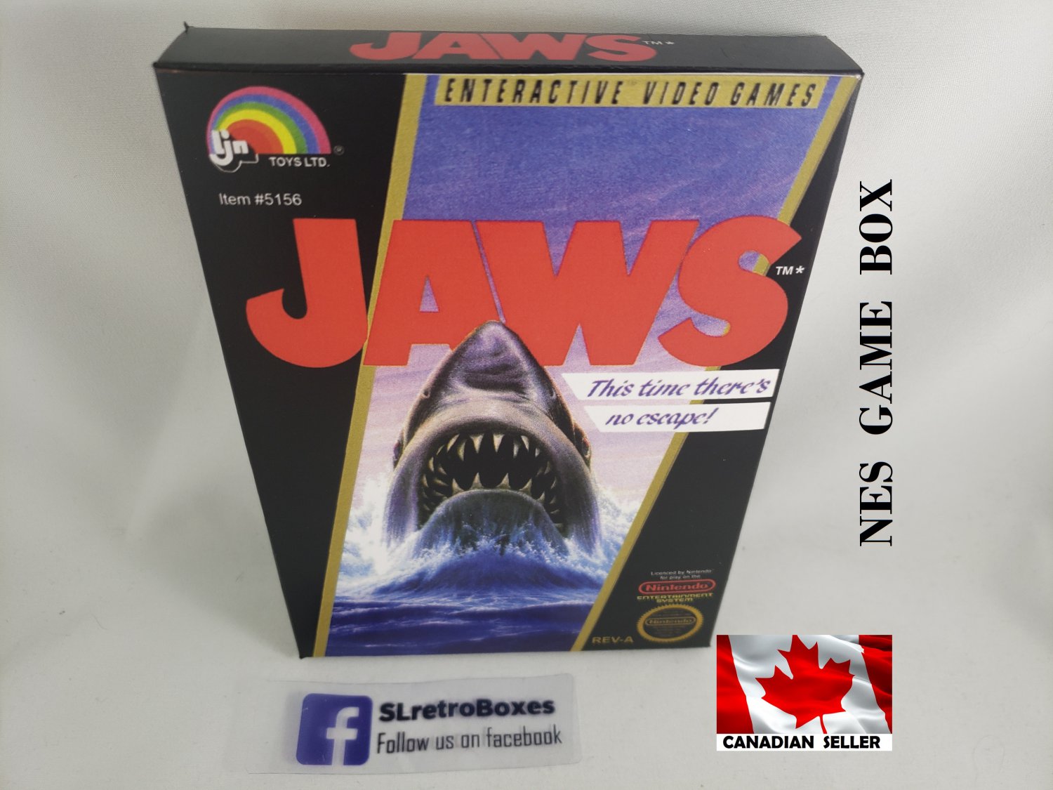 JAWS: THE VIDEOGAME - NES, Nintendo Custom replacement BOX optional w/ Dust Cover & PVC Protector