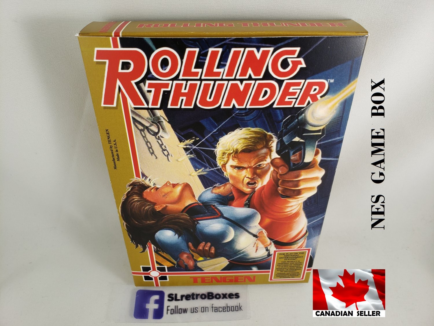 ROLLING THUNDER - NES, Nintendo Custom replacement BOX optional w/ Dust Cover & PVC Protector
