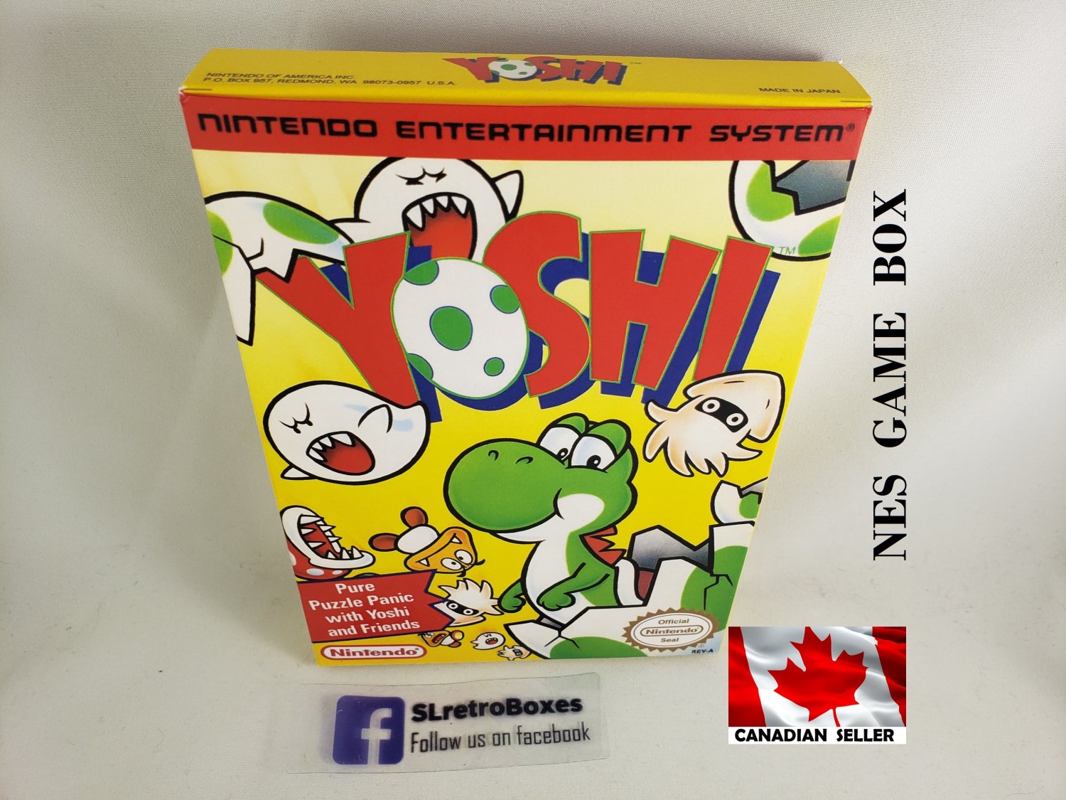 YOSHI - NES, Nintendo Custom replacement BOX optional w/ Dust Cover & PVC Protector
