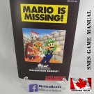 MANUAL SNES - MARIO IS MISSING - Super Nintendo Replacement Instruction Booklet
