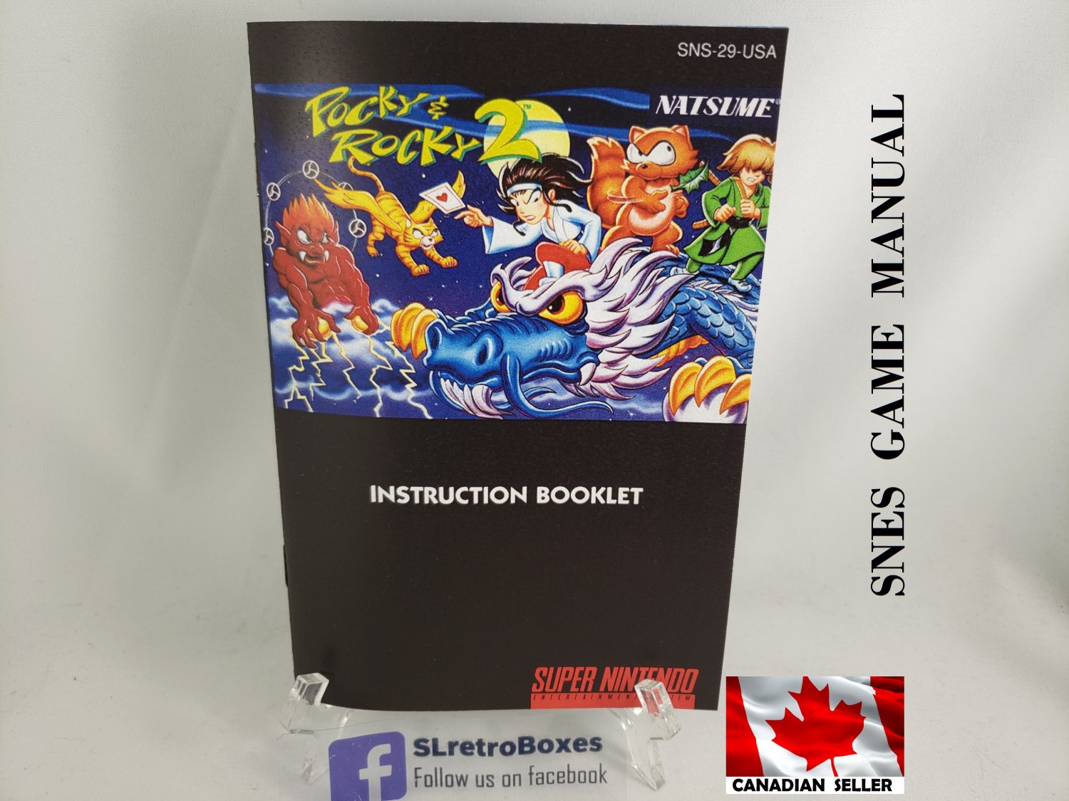 MANUAL SNES - POCKY & ROCKY 2  Super Nintendo Replacement Instruction Booklet