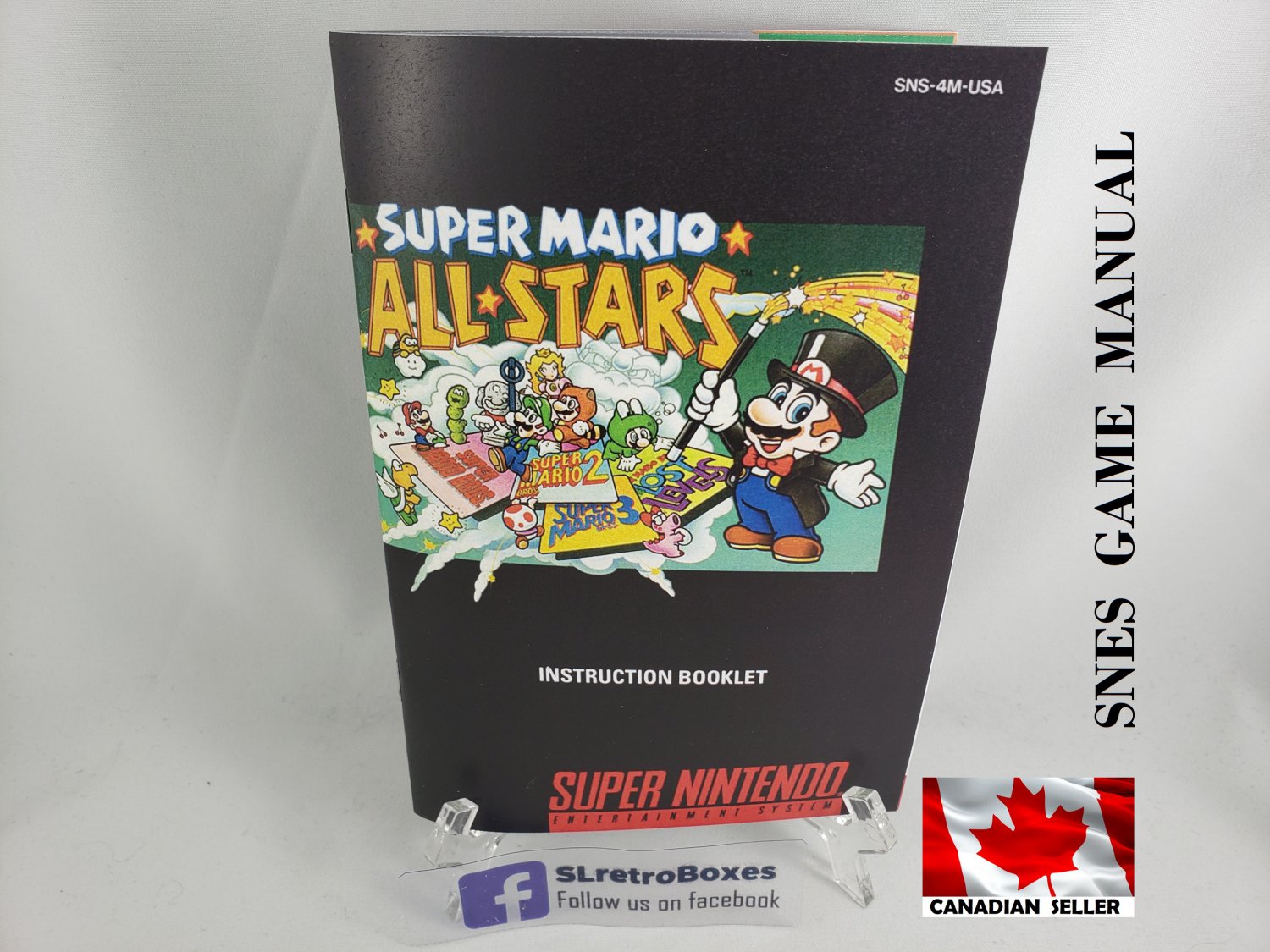 MANUAL SNES - SUPER MARIO ALL-STARS - Super Nintendo Replacement Instruction Booklet Allstars