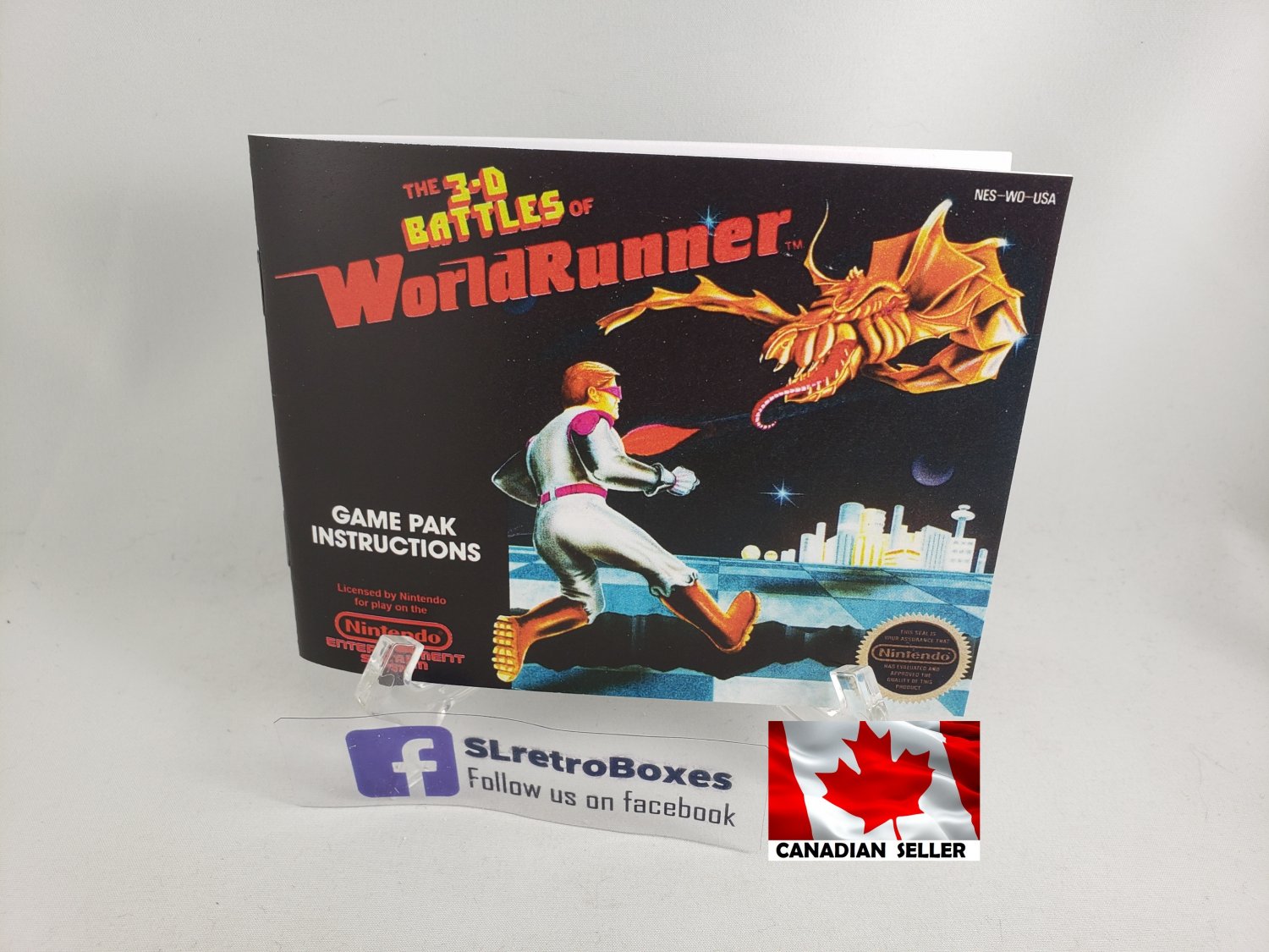 MANUAL NES - 3D BATTLES OF WORLD RUNNER - Nintendo Replacement Instruction Manual Booklet