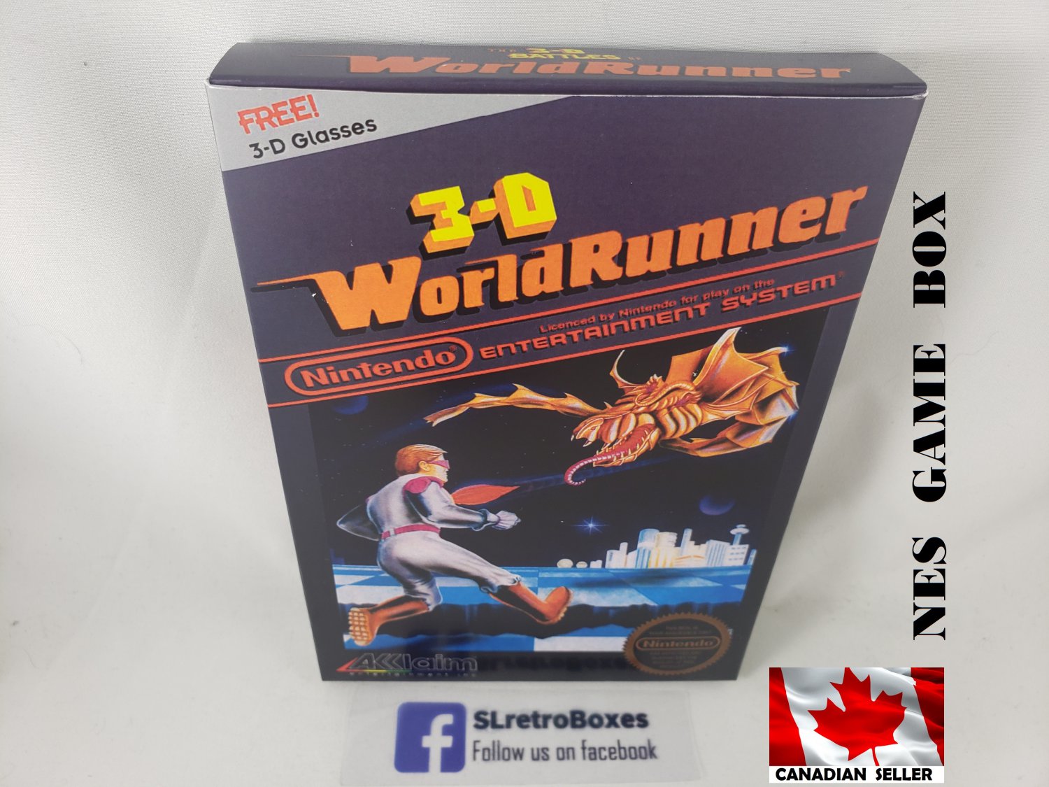 3D WORLD RUNNER - NES, Nintendo Custom replacement BOX optional w/ Dust Cover & PVC Protector